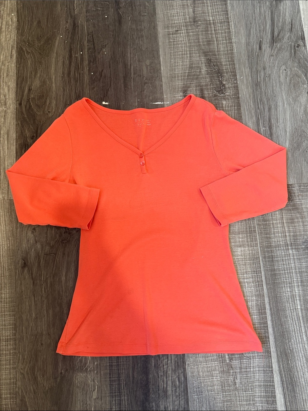 Women's Coral Short-Sleeve Henley Tee